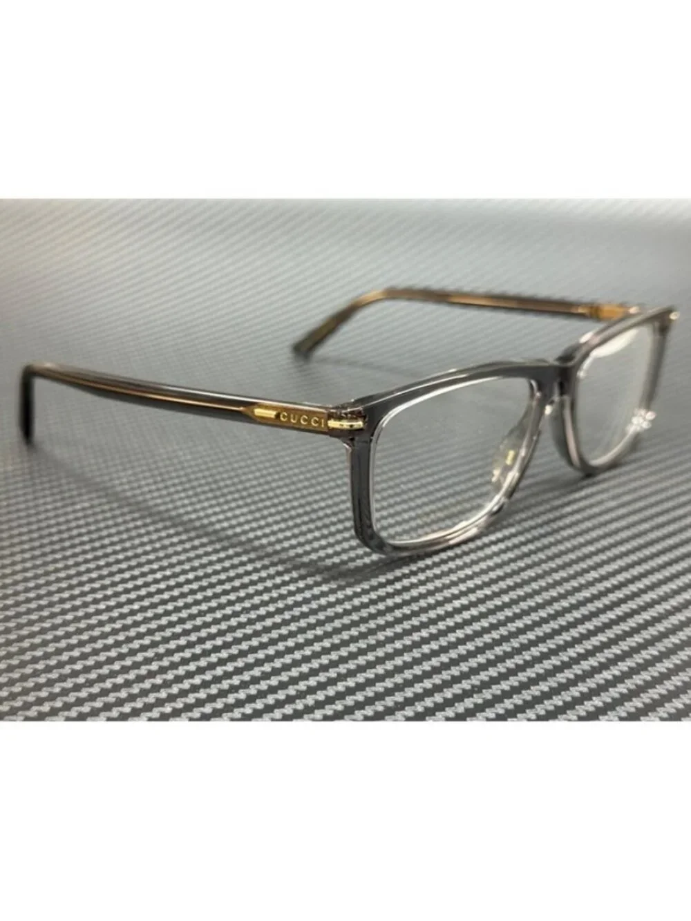 New Gucci Men Grey Transparent Eyeglasses 57-17-145